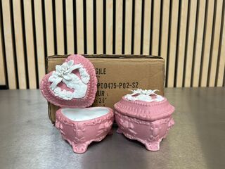 Ca. 46x Stenen sieradendoosje hart, roze